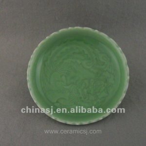 Beautiful green glazed porcelain plate with beautiful design WRYPE04