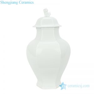 WRYTK03 blanc de chine hexagon jar with dog lid