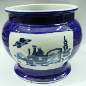 RYWM04 blue and white porcelain flower planter and fish bowl