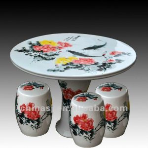 beautiful colored peony ceramic garden stool table set RYAY254