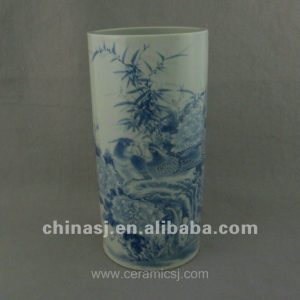 beautiful handmade blue and whitceramic vase with flowers design WRYUC02