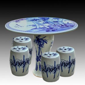blue and white bamboo ceramic garden stool table set RYAY267