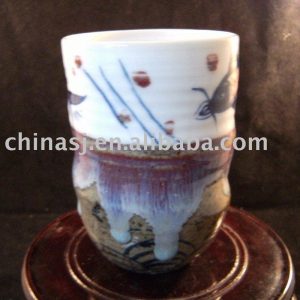 Ceramic Coffee Cup Hand Painted copper-red fish