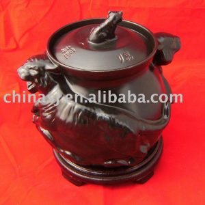 Ceramic soup pot, stock pot, kitchenware Black tiger