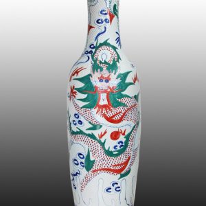 WRYGQ43 Blue and White big Ceramic vase with colorful dargon