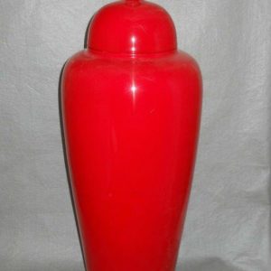 Tall slender red ceramic temple jar 30" h WRYKB95