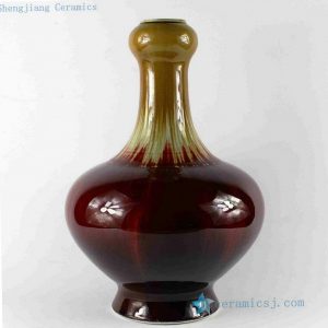 RZCJ06 14 inch High temperature transmutation Yellow and Oxblood Porcelain Vase