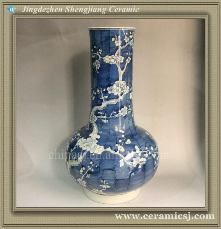 RYWG03 Hand paint Plum Bloosom Cobalt Blue Vases