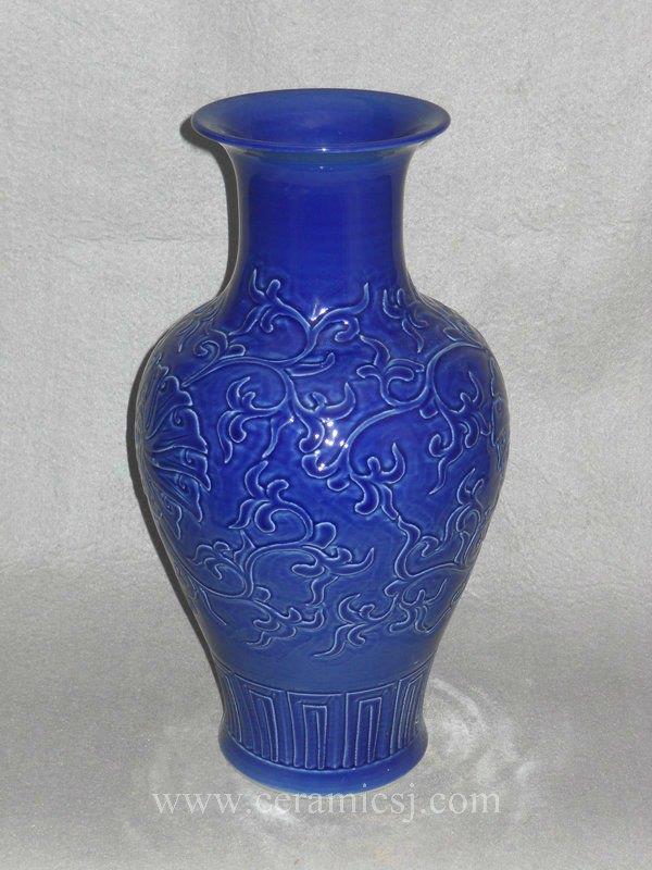 WRYMA25 blue Ceramic Vase with floral design Jingdezhen Shengjiang
