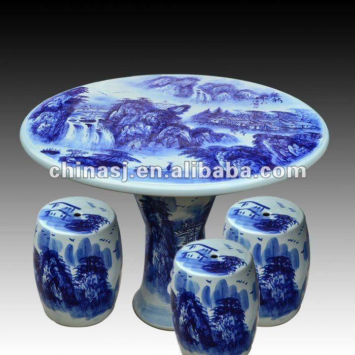 antique blue and white ceramic garden stool table set RYAY259