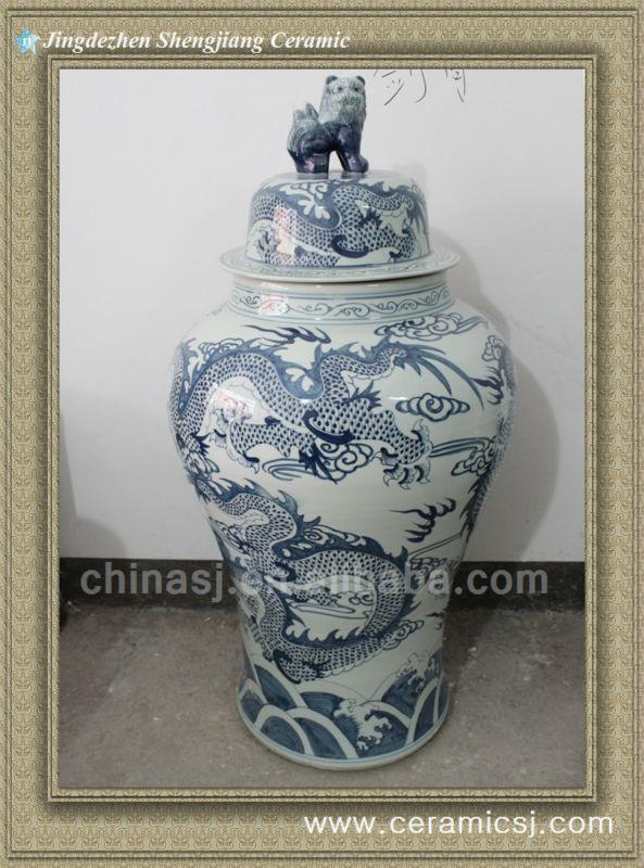 RYWY02 120cm tall Blue and White Dragon Design Ceramic Jar