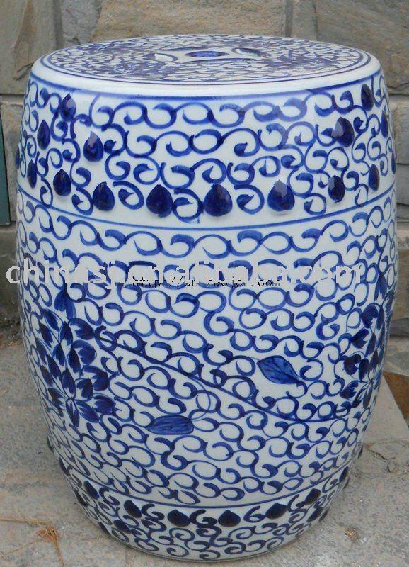 WRYLY03 blue and white floral Ceramic Garden Stool 