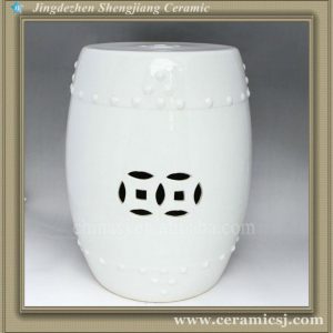 WRYCN52 17inch White Ceramic Garden Outdoor Stool 