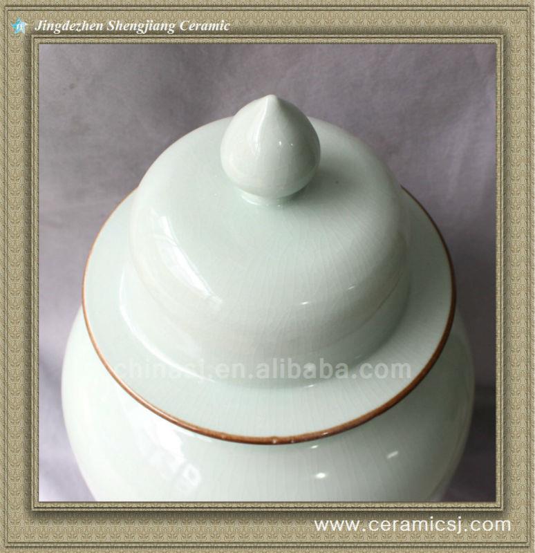 RYWY03 white crackled porcelain jar with lid