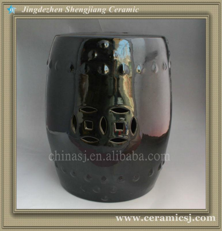 RYNQ64 Black Ceramic Garden Stool 