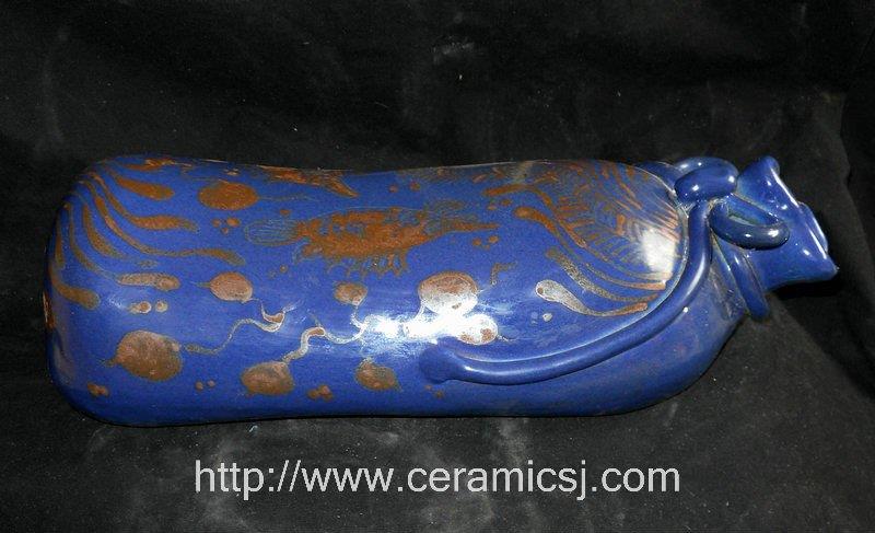 WRYNE05 Chinese hand made art craft antique blue porcelain pillow 