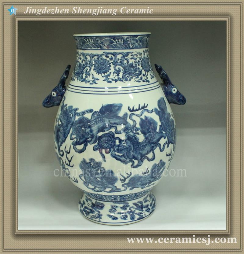 RYUJ04 Blue and White Ceramic Vase