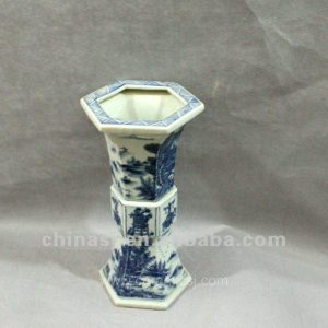 Blue and white hexagon porcelain jar RYUK05