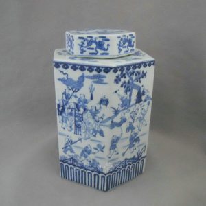 RYQQ05 13inch Blue and whtie children Design Ceramic six side Jar