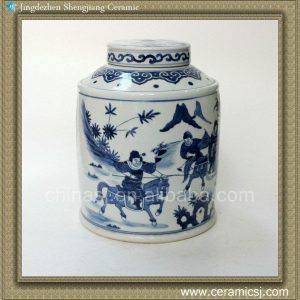 RYQQ16 10.5inch Hand painted Qing dynasty reproduction Blue White Ceramic Jar