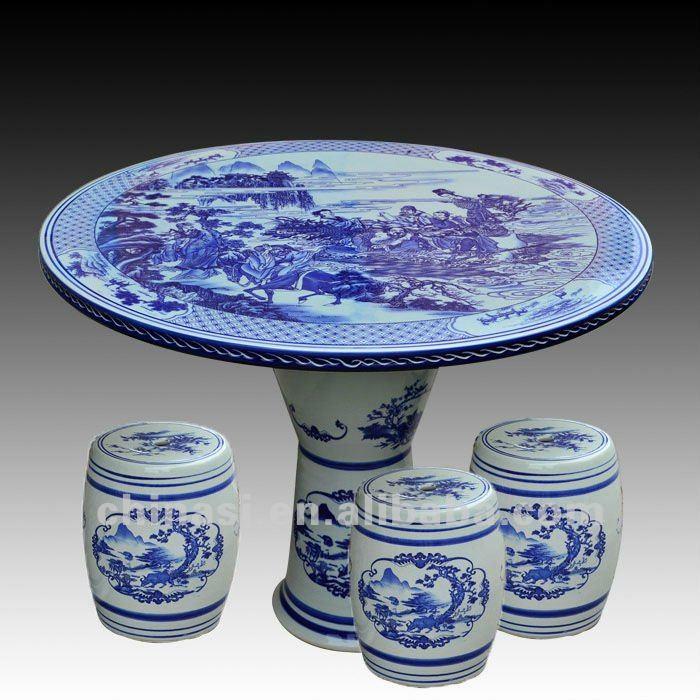 antique blue and white ceramic garden stool table set RYAY256