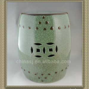 WRYHD14 Green crackle Ceramic Garden Stool 