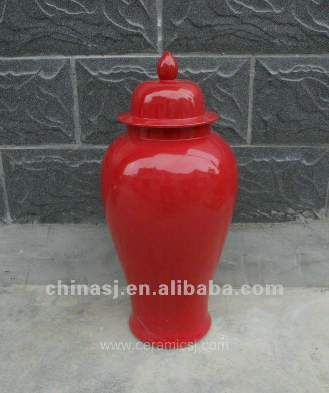 WRYNQ26 H25" Red ceramic Temple Jar Jingdezhen Shengjiang Ceramic Co