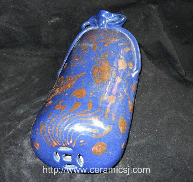 WRYNE05 Chinese hand made art craft antique blue porcelain pillow 