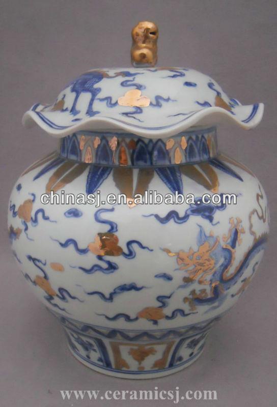 antique Blue and white dragon porcelain jar WRYPJ10