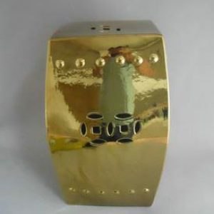 RYON04 17.3" Gold Square Ceramic Stool