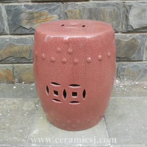 RYPP02 15.7" Modern garden furniture Crackle pink Ceramic Garden Seat
