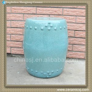 RYYV01 17" Outdoor garden furniture Blue Ceramic Crackle Stool