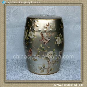 RYZS46 18" Ceramic shower stool floral bird
