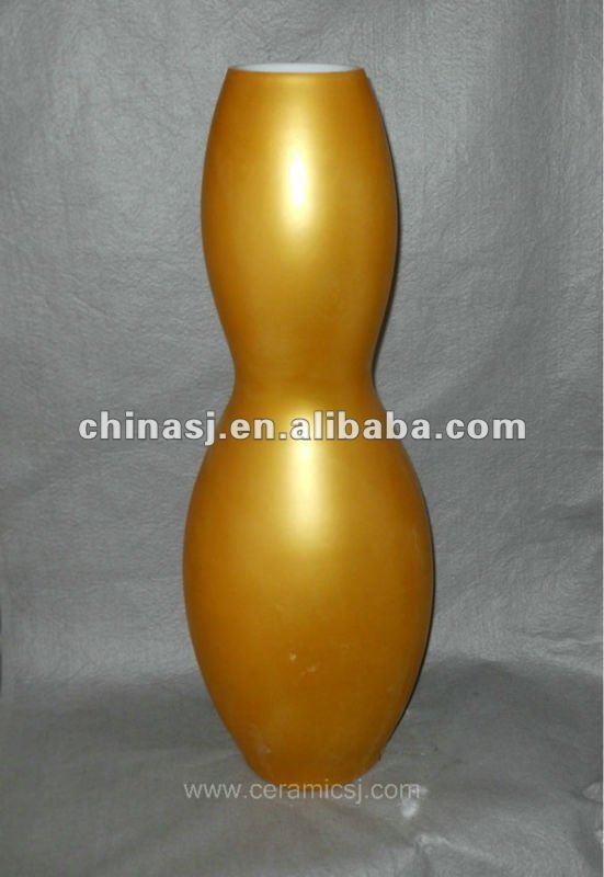 beautiful hand made yellow ceramic gourd Vase WRYKB91