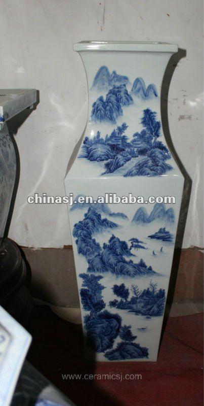 large blue white ceramic flower vase RYUZ04