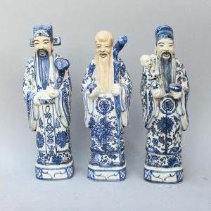 RYXZ06 13.4 inch Set of 3 ceramic blue and white Chinese Fukurokuju stars