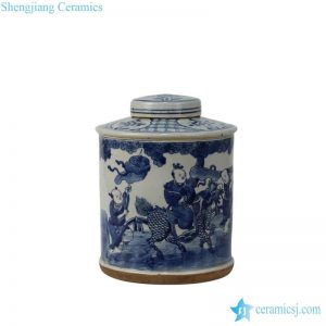 RYZK02 Blue and white painted boy and kylin porcelain ginger jars