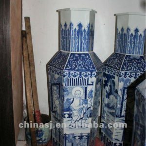 large blue white ceramic flower vase RYUZ06