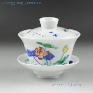 14AS64 100cc Jingdezhen porcelain Gaiwan doucai floral design