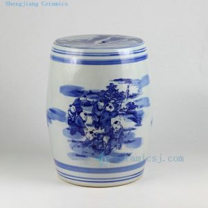 14" Chinese blue white ceramic side table stools