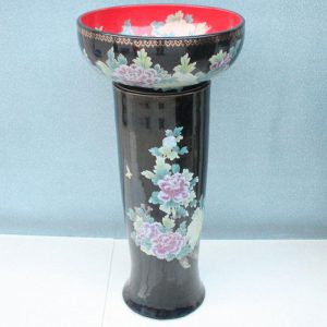 RYXW071 Black red flower design Ceramic Pedestal bathroom sanitary sets