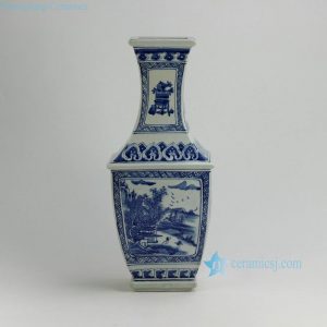 RYUK25 17.2" Landscape design Blue White Vases