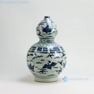 RZFB02 H15Inch Jingdezhen Ceramic blue and white gourd vases