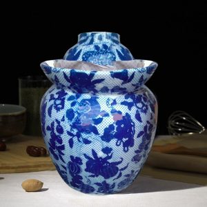C87-6 Set of 6 Blue White Ceramic Pickle Jars