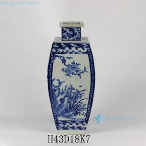 RYLU29 17" Hand made White Blue Porcelain Vases