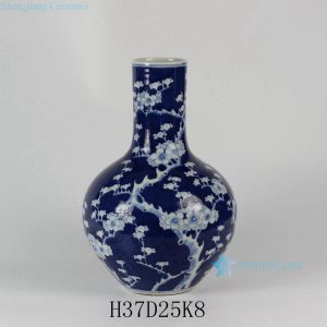 RYLU30 14.6" Hand painted White Blue Plum blossom Porcelain Vases