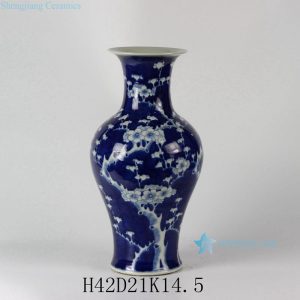 RYLU36 16.5" Hand painted Plum blossom Blue and White Ceramic Vases