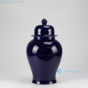 RYKB117-I Craig blue glazed solid color ceramic temple jar