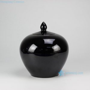 RYKB120-E/F Hand made high temperature fired mirror black and craig blue glazed porcelain Chinese jars with lid