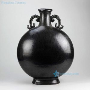 RYNQ181 Black solid color glazed decorative ceramic vase